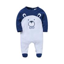 Macacão De Algodão De Manga Longa Para Bebê Menino 0-12m Com Estampa De Desenho Animado Roupas