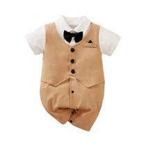 Macacão De Algodão Estilo Cavalheiro Para Bebês Meninos E Meninas De 0 a 18 Meses, Macacão De Verão