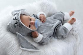 Macacão de Algodão Para Bebê Com Capuz Bichinhos Com Orelhas - Pandora Baby Enxovais