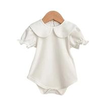 Macacão De Algodão Para Bebê Menina Recém-Nascida Com Renda, Laço E Bordado Floral, Macacão De