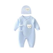 Macacão De Algodão Para Bebê Recém-Nascido Menino Menina Com Estampa De Urso Cartoon Com Chapéu Para