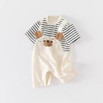 Macacão de Algodão Puro para Bebê - Manga Curta - Unissex - Verão Macacão de Algodão Puro para Bebê - Manga Curta - Unissex - Verão