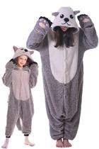 Macacão de animais DarkCom Sea Otter Flannel Cosplay para crianças de 6 a 7 anos
