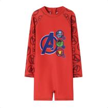 Macacão de Banho Uv Infantil Vingadores Marvel 4 a 10 anos -