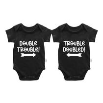 Macacão de bebê AOUYOA Double Trouble Twins 6m unissex preto Macacão de bebê AOUYOA Double Trouble Twins 6m unissex preto