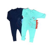 Macacão de Bebe Bordado Com Viper 2 Peças Vira Pé