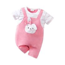 Macacão De Bebê Com Estampa De Coelho Em Estilo Cartoon, Macacão De Verão Macio Para Meninos E