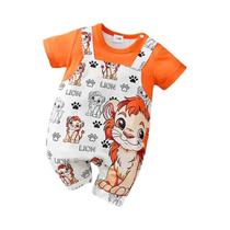 Macacão De Bebê Com Estampa De Leão Verão 2025 Design Falso De Duas Peças Para Recém-Nascidos De 0 a