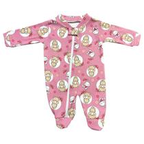 Macacão De Bebê Com Ziper Malha Suedine 100% Algodão Pink