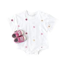 Macacão de Bebê de Algodão com Estampa Floral - Manga Curta - 0 a 18 Meses Macacão de Bebê de Algodão com Estampa Floral - Manga Curta - 0 a 18 Meses