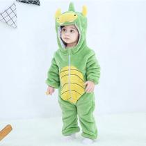 Macacão de Bebê Infantil Frio Inverno Fantasia Personagem de Dinossauro Verde COD.000291 - Michley