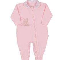 Macacão de bebê longo bordado urso malha feminino letut ref: lt12089 rn/g Macacão de bebê longo bordado urso malha feminino letut ref: lt12089 rn/g