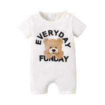 Macacão de Bebê Manga Curta com Estampa de Urso - Verão (0-1 Anos) Macacão de Bebê Manga Curta com Estampa de Urso - Verão (0-1 Anos)