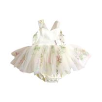 Macacão de Bebê Menina com Bordado Floral - 0 a 2 Anos - Verão