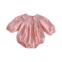 Macacão De Bebê Menina Manga Longa Com Laço Princesa Para Primavera Outono - Roupa De Escalada E