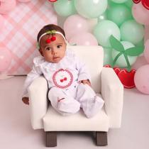 Macacão de Bebê Menina Renda Cerejinha 100 Algodão recém nascido maternidade Branco