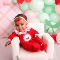Macacão de Bebê Menina Renda Cerejinha 100 Algodão recém nascido maternidade Vermelho Macacão de Bebê Menina Renda Cerejinha 100 Algodão recém nascido maternidade Vermelho
