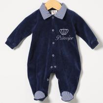 Macacão de Bebê Menino Príncipe Marinho Plush Manga Longa