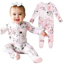 Macacão de bebê Pijama Posh Peanut Vintage Pink Rose 3-6M