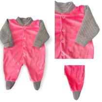 Macacão de Bebe Plush Liso Manga Suedine Roupa de Frio Kit 2 Peças RN Macacão de Bebe Plush Liso Manga Suedine Roupa de Frio Kit 2 Peças RN