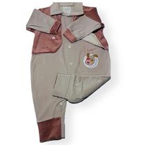 Macacão De Bebê Plush Marrom E Bege Macacão De Bebê Plush Marrom E Bege