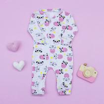 Macacão de Bebê Ribana com Zíper Praticidade e Conforto Panda Bolsinho