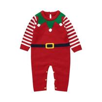 Macacão De Bebê Tricotado Vermelho E Verde Do Papai Noel, Inverno, Para Meninos E Meninas, Manga