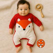 Macacão de Bebê Vira Pé Raposinha Menino Manga Longa Tam RN a 03 Meses Macacão de Bebê Vira Pé Raposinha Menino Manga Longa Tam RN a 03 Meses