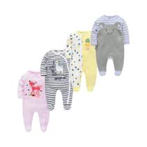 Macacão De Bolinhas Para Bebês Meninas De 0 a 12 Meses, Conjunto De 3 Ou 4 Peças, Algodão, Gola