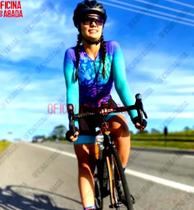 Macacão de Ciclismo Feminino Proteção UV50+ e antibacteriana para uso em qualquer época do ano.