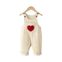 Macacão De Corduroy Para Bebês Meninos E Meninas Com Padrão De Coração, Roupa De Brincar Para