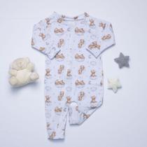 Macacão de Cotton Bebê com Zíper Prático e Confortável 100 Poliéster Urso