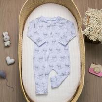 Macacão de Cotton com Zíper para Bebê Tecido Macio e Confortável Coelhinho