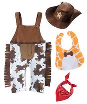 Macacão de cowboy LXKIKMM com babador para menino de 12 a 18 meses