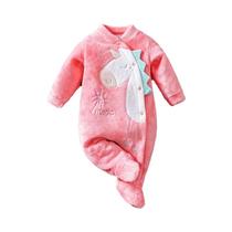 Macacão De Dinossauro Para Meninas Recém-Nascidas Em Fleece Grosso Com Mangas Longas Para O Inverno Macacão De Dinossauro Para Meninas Recém-Nascidas Em Fleece Grosso Com Mangas Longas Para O Inverno