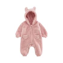 Macacão De Fleece Com Capuz Para Bebês Meninos E Meninas, Roupas De Inverno E Primavera Para Bebês