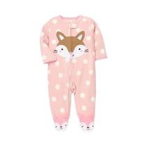 Macacão De Fleece Para Bebê Menina Primavera Outono Com Zíper, Roupa De Pijama, Macacão De Animal