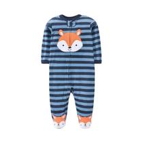 Macacão De Fleece Para Bebê Menino Recém-Nascido Primavera Outono Com Zíper E Estampa De Animais
