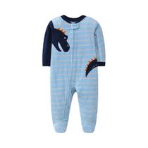 Macacão De Fleece Para Bebê Menino Recém-Nascido Primavera Outono Com Zíper E Estampa De Animais