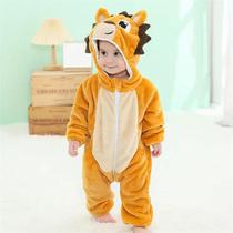 Macacão de Frio Inverno Pijama Infantil de Bebê Urso Ursinho de Leão Leãozinho Laranja