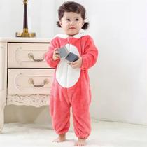 Macacão de Frio Inverno Pijama Infantil de Bebê Urso Ursinho Unicórnio Azul e Rosa