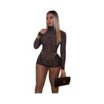 Macacão De Gola Alta Com Estampa De Leopardo Para Meninas Júnior, Moda De Primavera, Macacões Justos