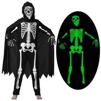 Macacão de Halloween Costume Bloremed Kids Skeleton com capa Macacão de Halloween Costume Bloremed Kids Skeleton com capa