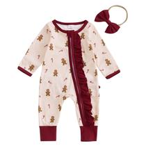 Macacão de Halloween para bebês com duas abóboras e algodão com estampa de abóbora