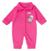 Macacão De Inverno Bebê Em Plush Bordado 0-9 Meses Quentinho