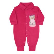 Macacão De Inverno Bebê Em Plush Bordado 0-9 Meses Quentinho