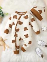 Macacão de Inverno para Bebê Recém-Nascido - Impressão de Urso - Manga Longa