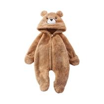 Macacão De Inverno Para Bebês 0-12M Com Capuz De Urso Panda, Jumpsuit Para Meninas Com Forro De