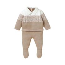 Macacão De Inverno Para Bebês Meninos De 0 a 18 Meses, Textura Macia, Gola Virada Para Baixo, Manga