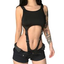 Macacão de lingerie Babydoll Punk sem mangas
